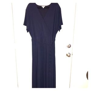 Cato 26/28 floor length deep blue faux wrap dress
